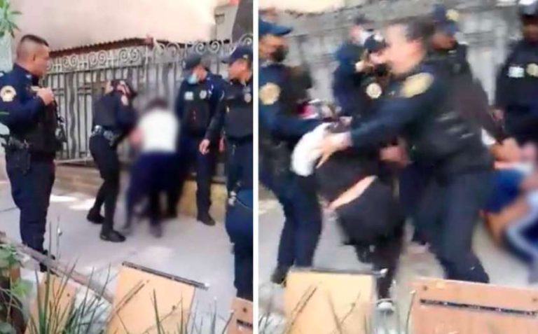 Exhiben a policías jaloneando a hijas de repartidor detenido en Cdmx
