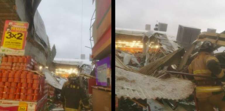 Granizo colapsa techo del Mega Soriana en la CDMX