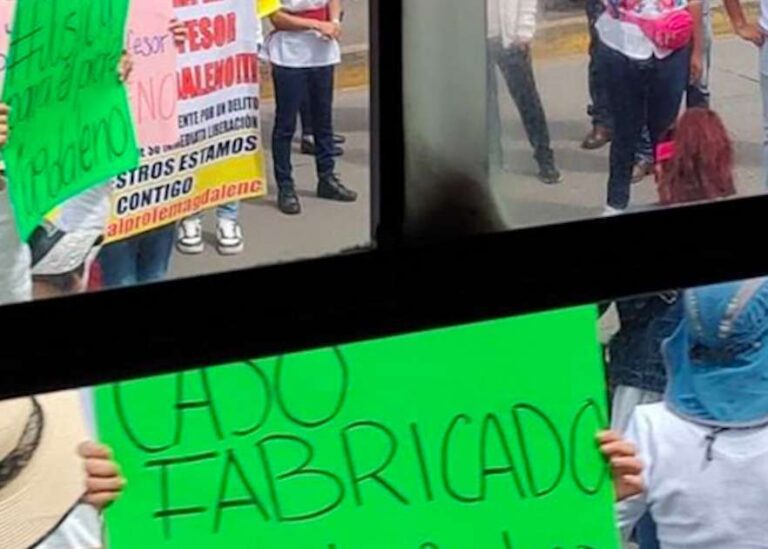 Bloquean la López Portillo a defensa de un profesor en Coacalco