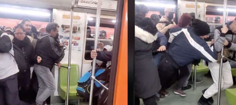 Por un lugar!, Tiran a pasajero al suelo el Metro Pantitlán