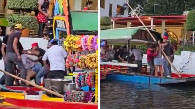 Se hace viral pelea campal a bordo de trajineras en Xochimilco