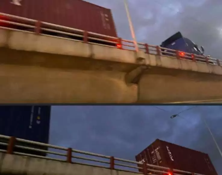 A tráiler se le safan los remolques en pleno puente vehicular